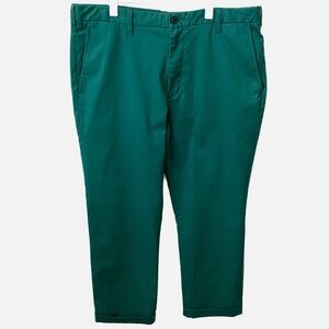 Land’s End, Men’s Flat Front Chino Green Cuffed Traditional Fit Slacks T…